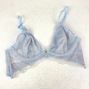Free People Lucia Underwire Bra Blue Hydrandea NWT 34B